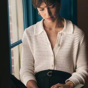 Ann Taylor White Crochet Cardigan